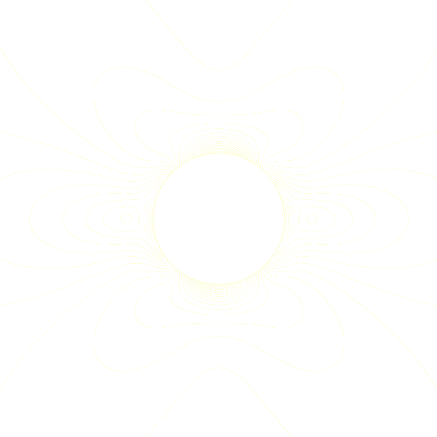 Contour lines of equivalent stress around a circular hole in a plate under uniaxial load, crowding at the hole’s sides.